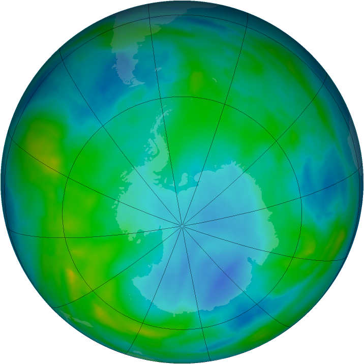 Antarctic ozone map for 22 May 2014